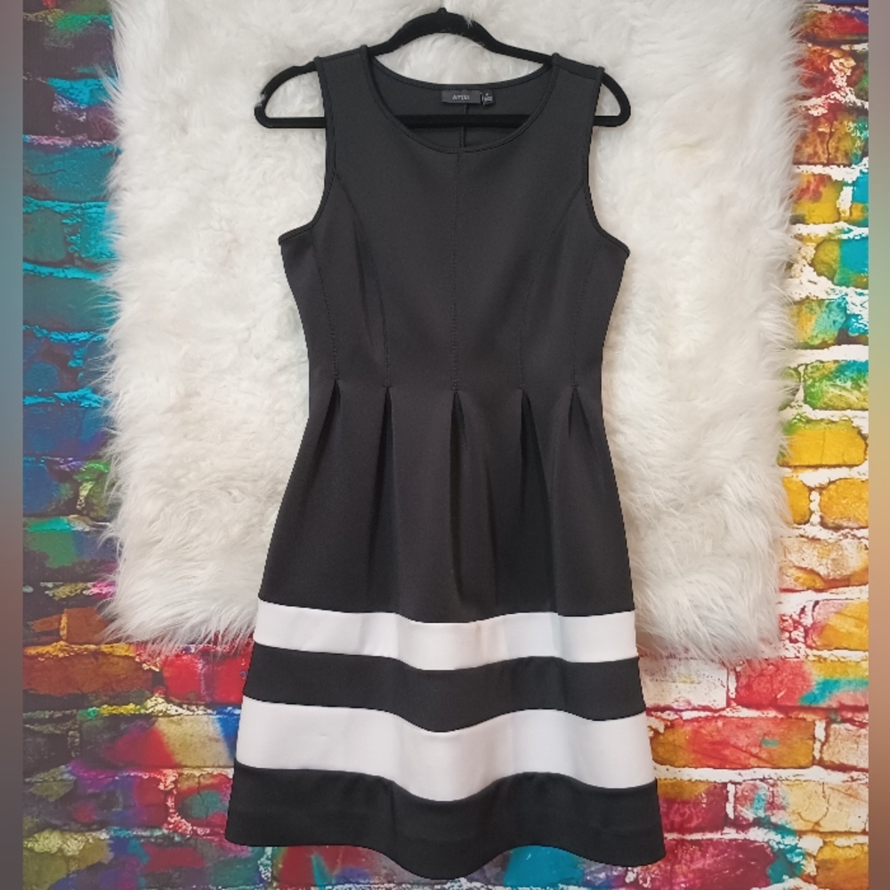 Apt.9 Black and White Striped Sleeveless A-line Dress Size M - Picture 7 of 9